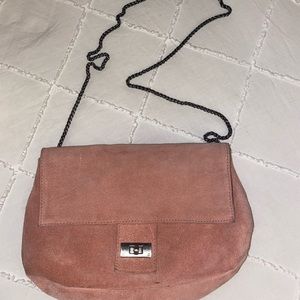 Free People Slouchey Suede Shoulder Bag - Blush Pink